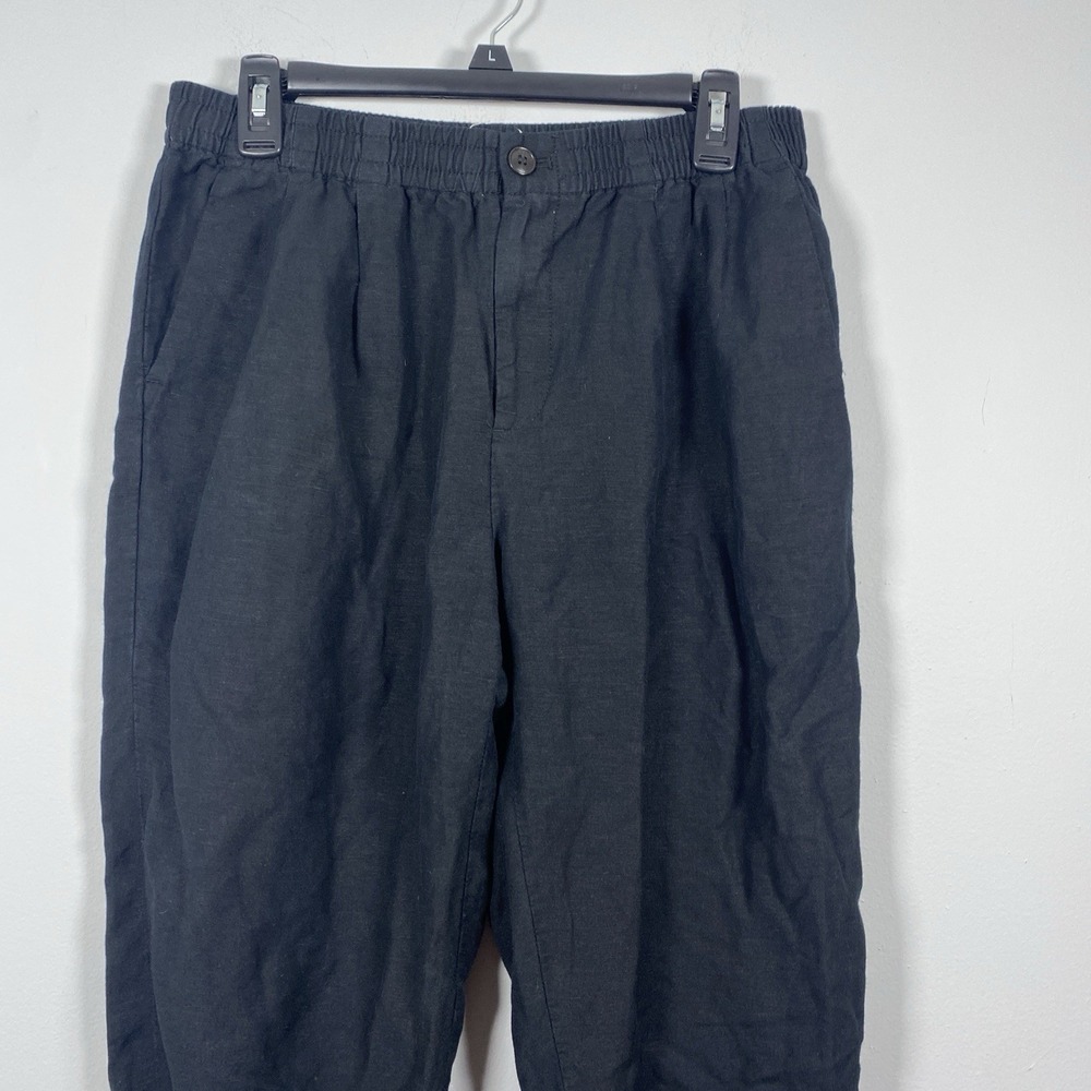 Madewell Women's M Linen Blend Track‎ Trousers Black Ankle Crop Office Lagenlook - Picture 2 of 7